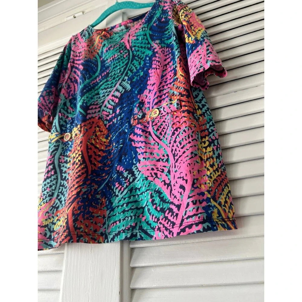Lilly Pulitzer Girls Size‎ 4-5 Charlene Electric Feel Faux Pocket Shift Dress
